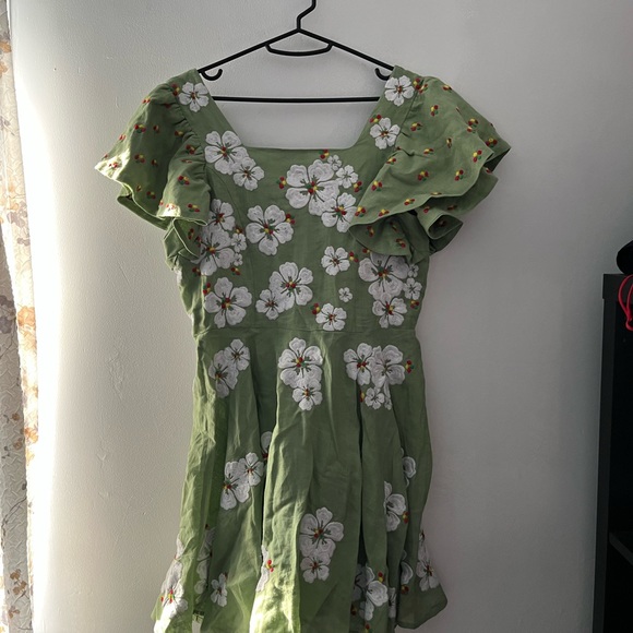 ALL THINGS MOCHI KAY DRESS GREEN FLORAL Size Small - Picture 11 of 14